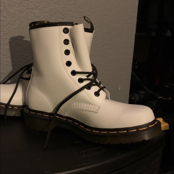 Dr. Martens Shoes - Dr. Martens 1460 white boots. Size 6/6.5.